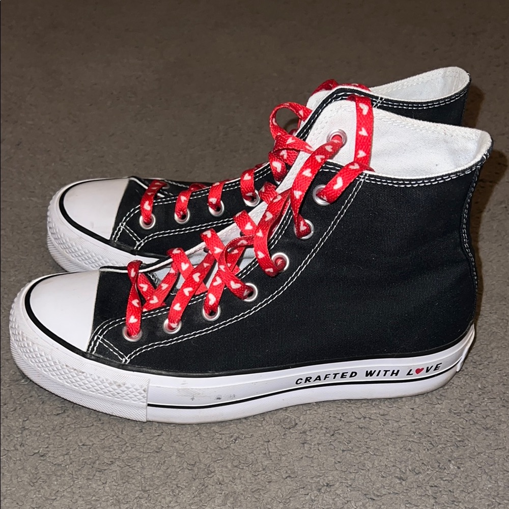 Converse custom Valentine’s Day high top platform converse women’s 8.5 men’s 7